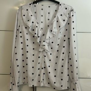 Women’s Blouse Xl Poke Dot long sleeve chiffon shirt (New)
